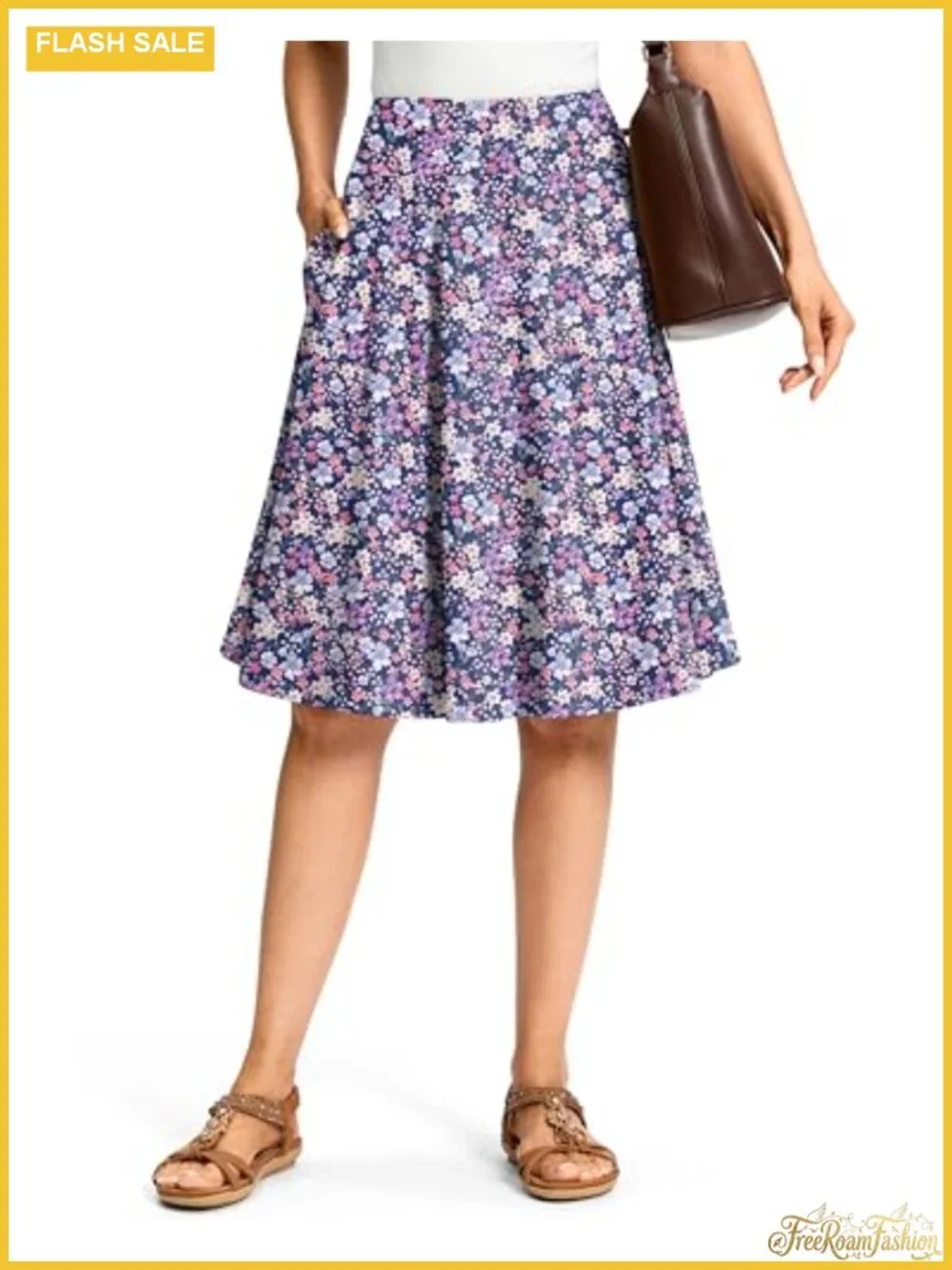 24-inch Long Skort with Pockets, High Waist, Built-in Shorts, Stretchy
